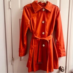 Michael Kors Orange Belted Chic Trench Coat Bold and Vibrant